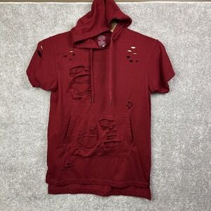 Bleecker and Mercer Red Short Sleeve Hooded Shirt Distressed Size 3X